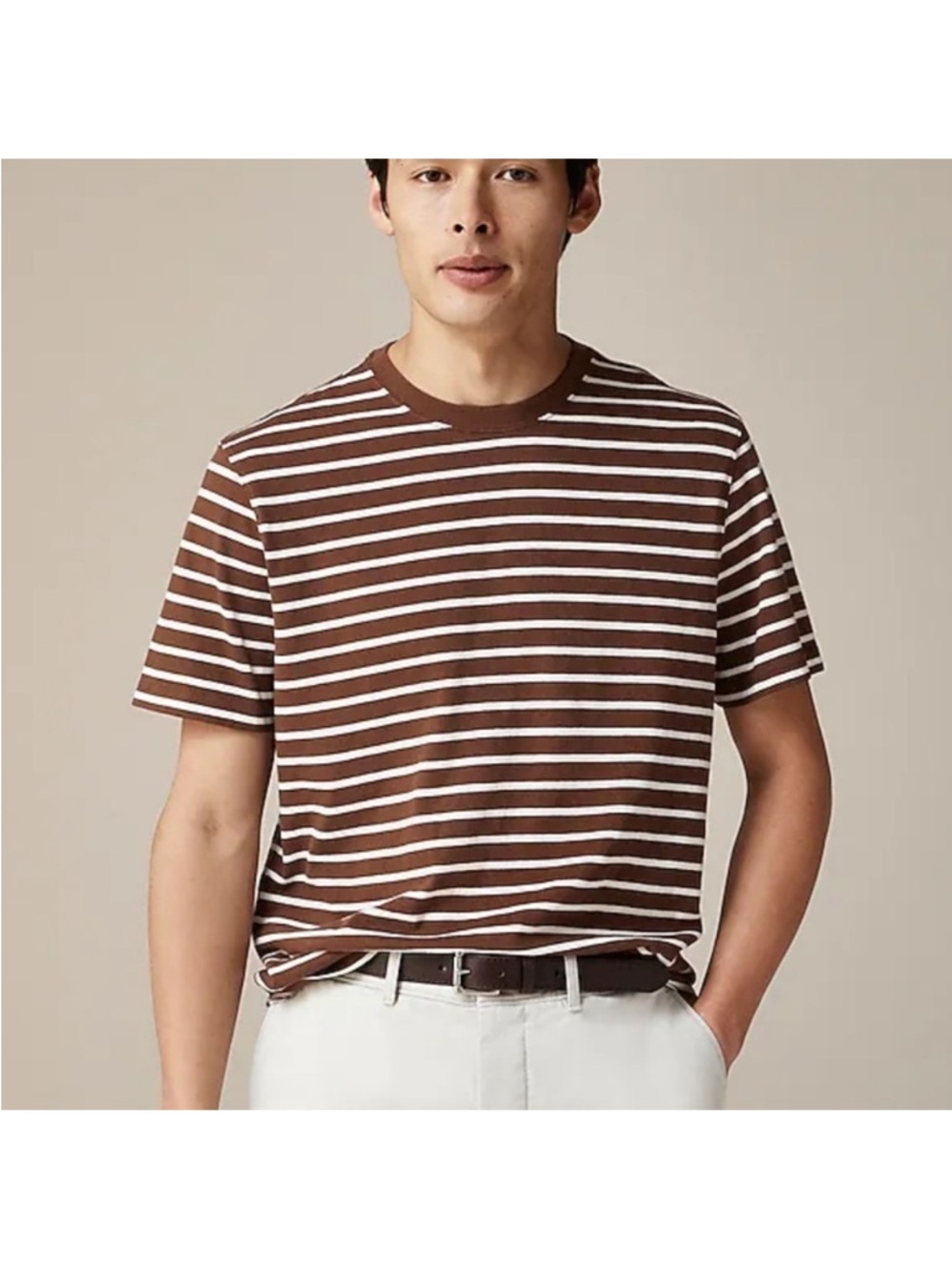 J. Crew Vintage-wash cotton T-shirt in stripe Brown Ivory Deck Stripe